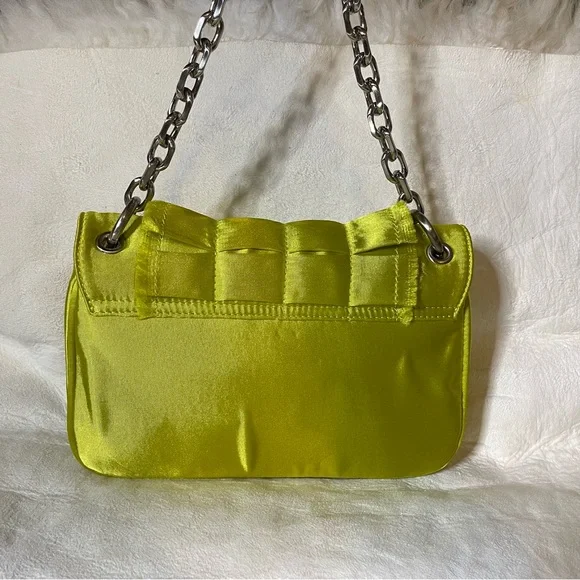 NWT Botkier Chartreuse Sateen Chain Quilt Flap Small Shoulder Bag 9”x 2” x 6”Y2K - Picture 16 of 16